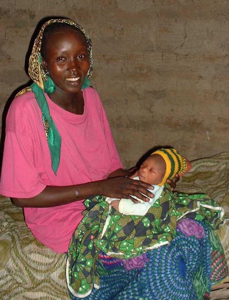 Most of the time, the Chadian woman is carrying a child...
