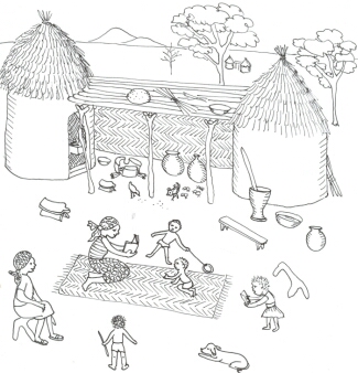 african village coloring pages